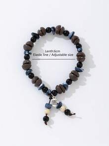Coffee Bean Beaded Bracelet, Chinese Style, Natural Stone Small Blessing Pendant, Versatile For Men