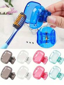 2/4/8pcs Portable Toothbrush Head Covers, Plastic Material, Size 4.5cm/1.8in | Ideal For Travel Essential Toothbrush Covers | Portable Plastic Toothbrush Case With Easy Open And Close Storage Box - Transparent Blue Protective Cover, Bathroom Accessory Essential For Home And Travel, Alcohol-Free - Multicolor - View 19