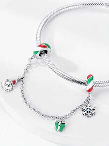 STYFNE 1 pieza Colgante con cuentas de árbol de Navidad, campana, Papá Noel, reno, muñeco de nieve, adecuado para pulseras DIY, joyería de mujer, pequeño regalo diario