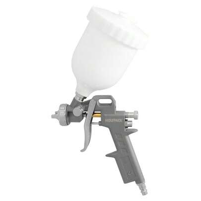 Pistola per verniciatura pneumatica WOLFPACK PROFESSIONAL LINE con ugello da 1,5 mm, serbatoio superiore da 0,6 litri e adattatore rapido