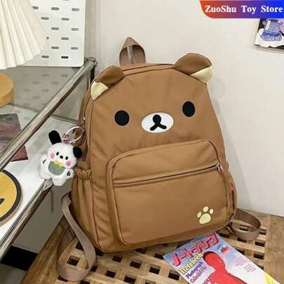 Mochila Kawaii Rilakkuma, mochila bord de dibujos animados de Anime, bolso escolar elegante de gran capacidad para estudiantes, bolsas multifuncionales de nailon
