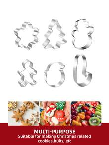 قوالب قطع بسكويت عيد الميلاد من الفولاذ المقاوم للصدأ، مجموعة من 6 قوالب بأشكال رجل زنجبيل، رجل ثلجي، نجمة ثلجية، شجرة عيد الميلاد، بابا نويل، قصبة السكر - أدوات خبز بموضوع عيد الميلاد، مجموعة أختام بسكويت عيد الميلاد - مثالية للخبز في فصل الشتاء والأعياد، ديكورات وهدايا حفلات عيد الميلاد، تذكارات حفلات عيد الميلاد، لوازم عيد الميلاد، مناسبة للبسكويت والكيك والفوندان والحلويات والمعجنات والفواكه - فضي - مشاهدة 2