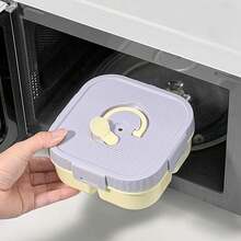 WORTHBUY fiambrera de plástico portátil con compartimento apto para microondas ensalada de frutas contenedor de almuerzo chico estudiante caja Bento a prueba de fugas LL0T - Morado 2 Rejillas 730ml - Ver 8