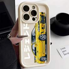 Funda de teléfono con dibujos animados JDM Sports Car Pattem para 17 16 15 14 13 12 11 Pro Plus Max , funda protectora trasera de parachoques suave - Blanco-YYDSF1239 - Ver 2