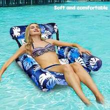 Floating Pool Lounge Chair, Adult Inflatable Pool Hammock Chair, Pool Floating Bed Chair, Floating Pool Sofa With Blue Floral Pattern, Suitable For Summer Pool Party - Multicolor - View 1