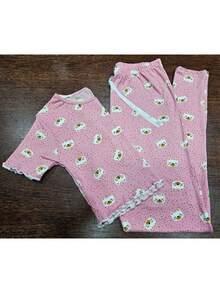 Pijama Feminino Adulto Ondinha Cropped Calça Longa Estampado Suede Roupa de Dormir