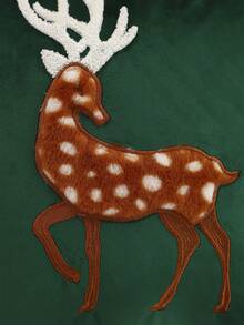 1 pieza Funda de almohada decorativa navideña, franela con bordado de reno de peluche, decoración rústica para sala de estar, dormitorio, sofá, regalo navideño