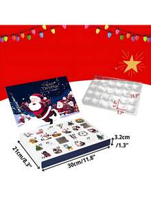 1 pieza Calendario de Adviento de Navidad Azul - Material de papel, bandeja vacía de 24 cavidades, diseño de frotado de alegría diaria y desgarrado a mano | Para hacer su propio conteo regresivo navideño, sorpresa de Navidad y decoración festiva interactiva