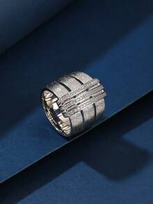 1 chiếc nhẫn thời trang bằng đồng Zirconia có họa tiết hoa văn dày dành cho cả nam và nữ, thích hợp làm quà tặng, dành cho phụ nữ, ngày lễ và đeo hàng ngày - 021327 - Xem 14