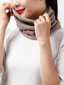 1pc Unisex 100% Cashmere Knitted Neck Warmer Scarf, Autumn/Winter Outdoor Riding Windproof Warm Neck Gaiter For Dress