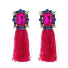New Retro Bohemian Style Long Fringe Earrings Women's Fashion Temperament Banquet Ear Studs Earrings, Reliable Quality, Suitable For You Who Pursue Quality. - 玫紅色 - 查看 3