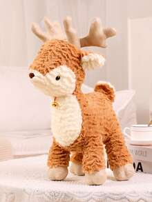 驯鹿毛绒玩具，圣诞麋鹿毛绒动物玩具动物毛绒玩偶圣诞派对生日适合儿童 - 棕色 - 查看 11