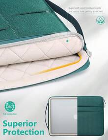 HYZUO 13.3-14 Pulgadas Funda Ordenador Portátil para MacBook Pro 14 M5-M1, MacBook Air 13, 13.8-13.5 Surface Laptop/Book, Bolsa Protectora para 13" HP    Asus , Azul Marino - Verde Oscuro - Ver 5