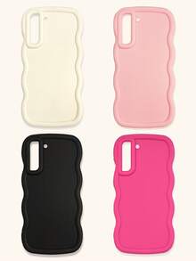 White Pink Burgundy Black Asymmetric Wave Asymmetrical Wavy Edge Solid Color 4pcs Dopamine Wave Pattern Basic Phone Cases Compatible With IPhone & Galaxy 16 16 Pro Max 16 Pro 16 Plus Spring Gift Birthday Anniversary Mom International Version Not The Domestic Version - Multicolor - View 19