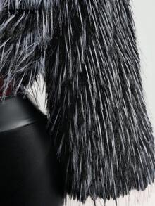 Elegant Women's V-Neck Faux Fur Coat Long Sleeve Warm Lined Regular Fit Fuzzy Outerwear Perfect For Winter Parties, Daily Commutes, Holiday Travels, And Evening Outings