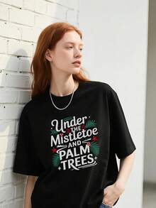 Playera De Navidad Con Diseño Divertido De Globo De Nieve - Oscuro - Ver 2