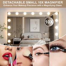80x60cm Large Makeup Mirror Vanity Light Mirror 17 Dimmable LED Bulbs - White - View 7