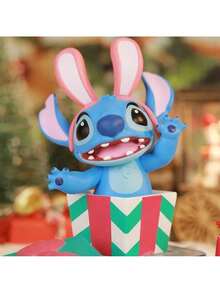 Cartoon Lilo & Stitch Hase Winter Geschichte Blindenkinder Spielzeug Dekoration Anime Zubehör Stitch Actionfigur Weihnachtsgeschenk (Zufällige Lieferung, 1 Stück)