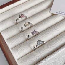 Sanrio Sanrios Hello Kittys Kawaii Kuromis My Melodys Cinnamorolls Ring Cartoon Anime Opening Adjustable Ring Crystal Ring Accessories Fashion Gift