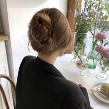 4pcs Matte & Glossy Leopard Print & Solid Color Round Hair Clips Set, Women Daily & Occasion Bun, Half-Up Hairstyle Essential Hair Accessories, Fitting Head Shape Design, Minimalist Retro Niche Hair Clips