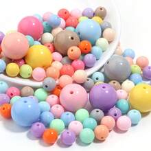50 件/包 10/12/14 毫米亚克力大孔圆珠，随机混色，多种款式选择，时尚休闲可爱多彩手工 DIY 串珠，适用于手链、项链、珠宝制作、吊坠、钥匙扣、装饰品、批发珠子
