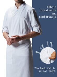 Áo khoác đầu bếp tay dài làm từ vải y tế, thoải mái và thoáng khí với lỗ thông hơi lưới ẩn phía sau, thích hợp cho dịch vụ ăn uống, tiệm bánh, bếp khách sạn, nhà hàng, mùa xuân/thu/đông, thiết kế dành cho cả nam và nữ - trắng - Xem 2