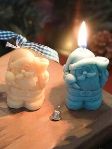 Suministros de decoración navideña DIY - Molde de vela de 3D Papá Noel con sombrero y campana, vela de cera, jabón, molde de vela de aromaterapia