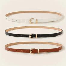 3-Piece Set Gold Single Color Belt Women's Casual Business Style Multi-Functional Skirt Pants Accessories - Black White Brown - View 8