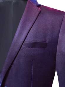 Men's Gradient Color Party Suit Jacket, Two Button Suit Jacket, Suitable For Party Events, Wedding Dinners, And All Seasons - 紫色 - 查看 4