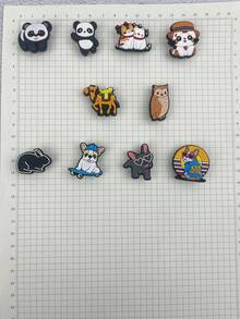 10pcs/Set Panda & Cat Cartoon Pattern Sandal Accessories, DIY Slippers Decoration, Suitable For Holiday Gifts - Multicolor - View 4