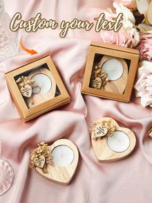 A Custom Candlestick With Various Text And Fonts, Made Of Wood, This New Wedding Wooden Cylindrical Candlestick Candle Gift Set Is Perfect For Tabletop Parties And Festive Occasions. Perfect For Weddings, Birthdays, Anniversaries, Parties, Candlelight Dinners, And Any Other Festive Occasions.