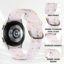 Color Speckles Bands Compatible With Samsung Galaxy Watch 7 Band 40mm 44mm, 20mm No Gap Soft Silicone Strap Replacement For Galaxy Watch 6 5 4/Classic 6 4/FE 40 Mm/Watch 5 Pro 45mm Women Men