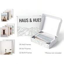 HAUS AND HUES Beige Oak Gallery Wall Frames 10 Pack - Tabletop Picture & Photo Frames Set With Two 8x10, Four 5x7, Four 4x6 - Includes American Oak, Shatterproof Plexi - Ideal For Home Or Office
