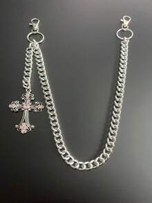 1pc Minimalist Pants Chain, Men's Wallet Chain, Silver Pants Chain, Aluminum Pocket Key Chain With Lobster Clasps At Both Ends, Unisex Accessory - Multicolor - View 8