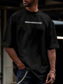 Men's Renaissance Print Oversized Shirt Street Style - 黑色 - 查看 5