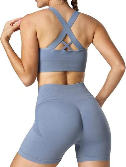 Brasier Deportivo Mujer 3 Piezas Bra Yoga con Copas Tops Deportivos para Mujeres Sujetador Acolchonado Extraíble para Entrenamiento Correr Fitness