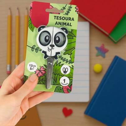 Tesoura Escolar Infantil Baby Zoo 13cm – Animais Fofos - Material Escolar
