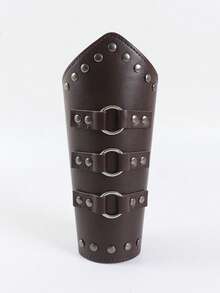 1件/2件装男女通用PU皮革腕带，中世纪维京腕套，文艺复兴时期历史骑士护腕，适用于文艺复兴集市、角色扮演游戏、万圣节服装配饰 - 棕色 - 查看 9