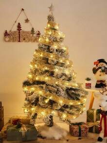 1 pièce Guirlande lumineuse décorative de Noël, bandes lumineuses décoratives pour sapin de Noël dorées/argentées, alimentées par batterie, convient pour les décorations de Noël et d'hiver. Guirlandes lumineuses de sapin de Noël, liens de boîte-cadeau, accessoires photo, lumières d'ambiance pour fête de Noël et cadeaux de Noël raffinés.