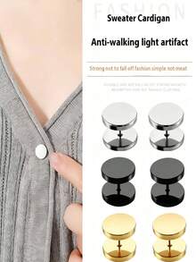 2pcs No-Sew Simple Spiral Buckle Clips - Detachable Metal Cuff Fasteners For Sweaters, Sweater Buttons - Fashionable Decorative Button Accessories,Skirts, Trouser Hems | Mixed Colors | Fashionable Decorative Buttons For Collars, Cuffs & Garment Alterations, Clothes Clips, Hem Fixing Accessories, Simple Clip Design, Fabric Clip Halloween Christmas Accessories Teachers Day.