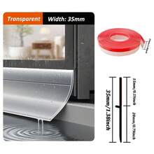 1M Transparent Window Edge Rainproof Blocking Bar Balcony Sill Water Guide Bar Waterproof Windproof Sealing Strip Flashing Board