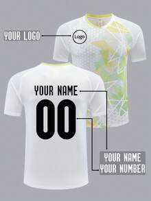 Customized Football Jersey With Logo, Name And Number, Unisex Sports T-Shirt Suitable For Football, Badminton And Volleyball, Spring/Summer - Yellow - View 7