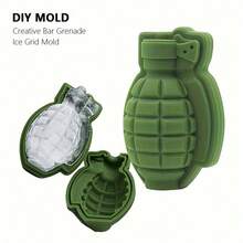 3pc Silicone Creative Bar Grenade Ice Lattice Mold - Flexible, Non-Stick, Easy Release, Durable, Heat Resistant, Versatile Cake, Chocolate, And Ice Cream Mold For Kitchen Baking And Decorating - Perfect For Homemade Treats And Gifts - Army Green - View 2