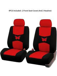通用蝴蝶图案汽车座椅套（9件套/4件套）| 兼容安全气囊，防水透气。9件套（5座）包含：2个前排座椅套、1个靠背套、1个后排座椅套和5个头枕套。4件套（2座）包含：2个前排座椅套和2个头枕套。