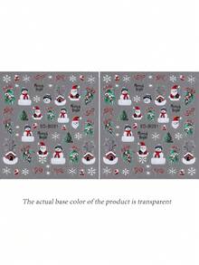 Christmas Santa Claus Nail Stickers 5D Self-Adhesive Snowman Candy Cane Elk Tree Flower Design Nail Art Supplies Winter Xmas Nail Sticker Nail Art For Women Girls DIY Decorations Decor