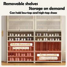 7Tier Shoe Rack Cabinet With Flip Doors Wooden Dustproof Shoe Storage Organizer 60*32*106cm SpaceSaving Entryway And Hallway Shoe Cabinet Milk White