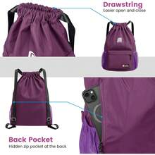 Drawstring Gym Bag, Large Drawstring Bags With Mesh Pockets - Gradient Blue - View 4