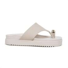 Myrol Outlet Flip Flop Sandal Summer Flat Sandal With Big Toe - 米色 - 查看 4