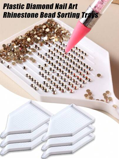 Plastic Diamond Nail Art Trays, Bead Sorting Trays,Rhinestone Tray Organizer,Diamond Painting Accessories And Tools For DIY Crafts Rhinestone Sorting Tray