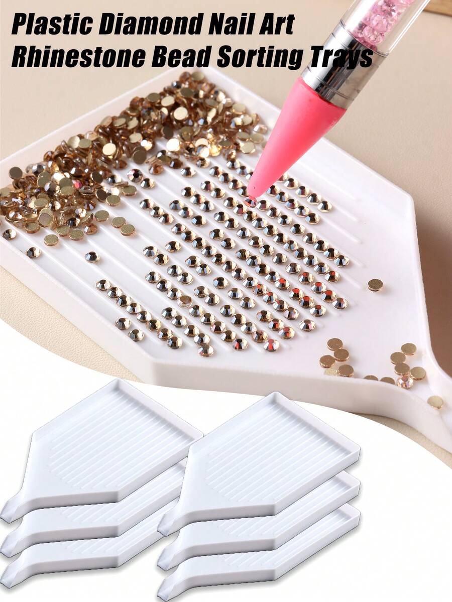 Plastic Diamond Nail Art Trays, Bead Sorting Trays,Rhinestone Tray Organizer,Diamond Painting Accessories And Tools For DIY Crafts Rhinestone Sorting Tray - White - View 1